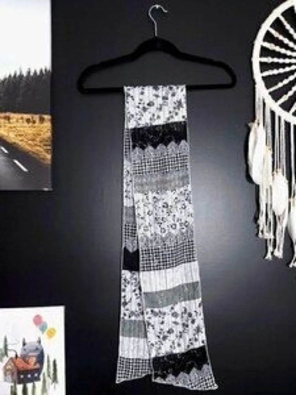 Black and White Patterned Scarf